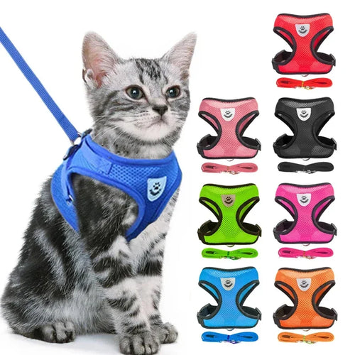Dog Cat Harness Vest Adjustable Mesh Leash Small Medium Pets