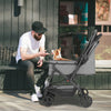 Dog Stroller- Pet Stroller for Medium Size Dogs with Poop Bags- Reversible Handlebar- Tethers- Storage Basket and Pouch-Pet Strollers