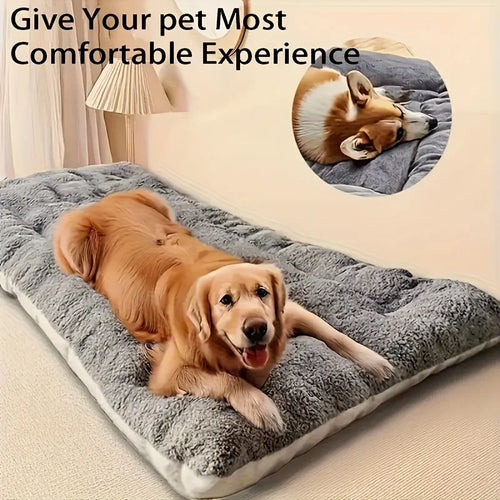 Oversized Plush Dog Cat Bed ,Sofa Crate Pad, Ultra Soft Polyester Pet Mat for All Size Cats Dogs, Adorable Rectangle Couch