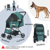 Dog Stroller- Pet Stroller for Medium Size Dogs with Poop Bags- Reversible Handlebar- Tethers- Storage Basket and Pouch-Pet Strollers