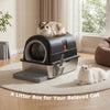 JHK 24IN Stainless Steel Cat Litter Box with Fully Enclosed 30L Large Cat Litter Box for Big Cats Cat Box Scoop and Mat Included