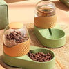 2-in-1 Automatic Cat Feeder & Water Dispenser, Anti-Slip Slow-Fall Food Bowl,