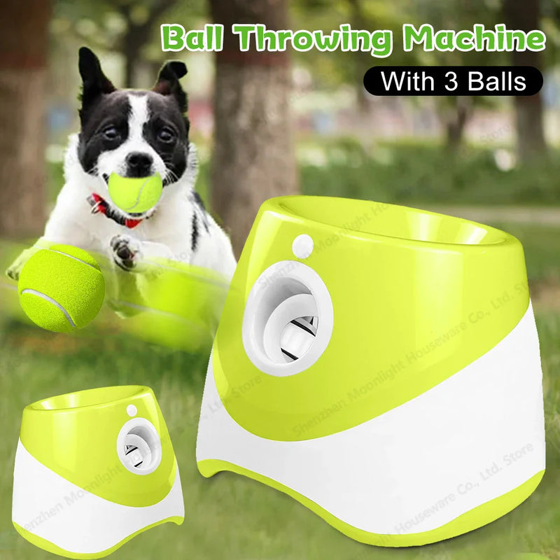 Automatic Dog Ball Thrower with 3 Tennis Balls for Indoor/Outdoor Throwing Game