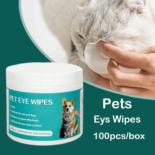 100 Pieces Pet Eye Area Remove Tear Stains Stain Clean Wet Wipes Cats and Dogs General No Irritation Pet Clean Supplies
