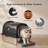 JHK 24IN Stainless Steel Cat Litter Box with Fully Enclosed 30L Large Cat Litter Box for Big Cats Cat Box Scoop and Mat Included