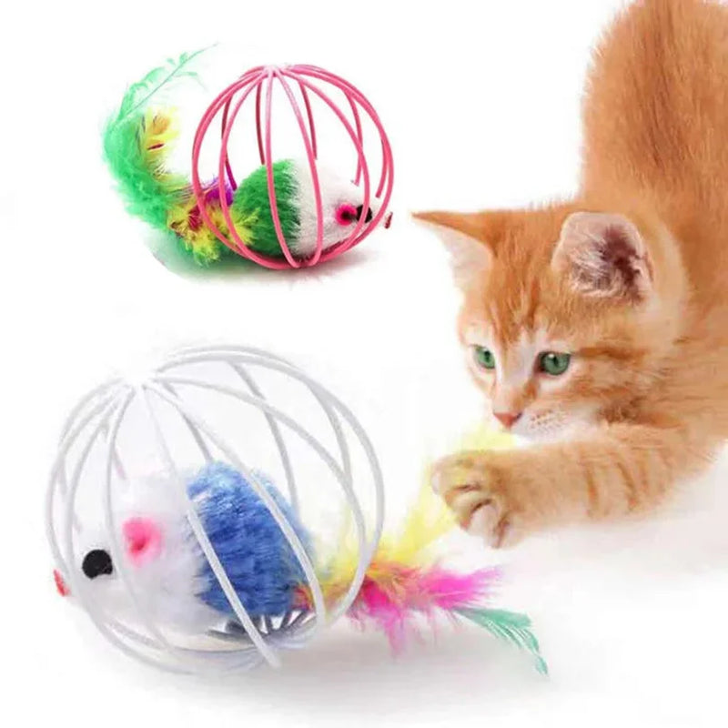 Interactive Mouse Cage Cat Toy – Colorful Chase Toy for Cats