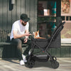 Dog Stroller- Pet Stroller for Medium Size Dogs with Poop Bags- Reversible Handlebar- Tethers- Storage Basket and Pouch-Pet Strollers