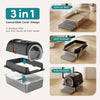 JHK 24IN Stainless Steel Cat Litter Box with Fully Enclosed 30L Large Cat Litter Box for Big Cats Cat Box Scoop and Mat Included