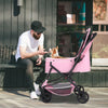 Dog Stroller- Pet Stroller for Medium Size Dogs with Poop Bags- Reversible Handlebar- Tethers- Storage Basket and Pouch-Pet Strollers