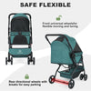 Dog Stroller- Pet Stroller for Medium Size Dogs with Poop Bags- Reversible Handlebar- Tethers- Storage Basket and Pouch-Pet Strollers