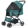 Dog Stroller- Pet Stroller for Medium Size Dogs with Poop Bags- Reversible Handlebar- Tethers- Storage Basket and Pouch-Pet Strollers